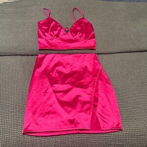 Windsor Fuchsia Satin Two-Piece Set